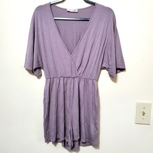 NWOT Bear Dance Purple V-Neck Romper Small